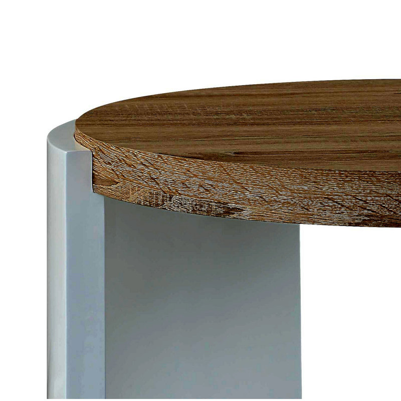 Charmante table de bout en chêne et blanc brillant pour une décoration polyvalente