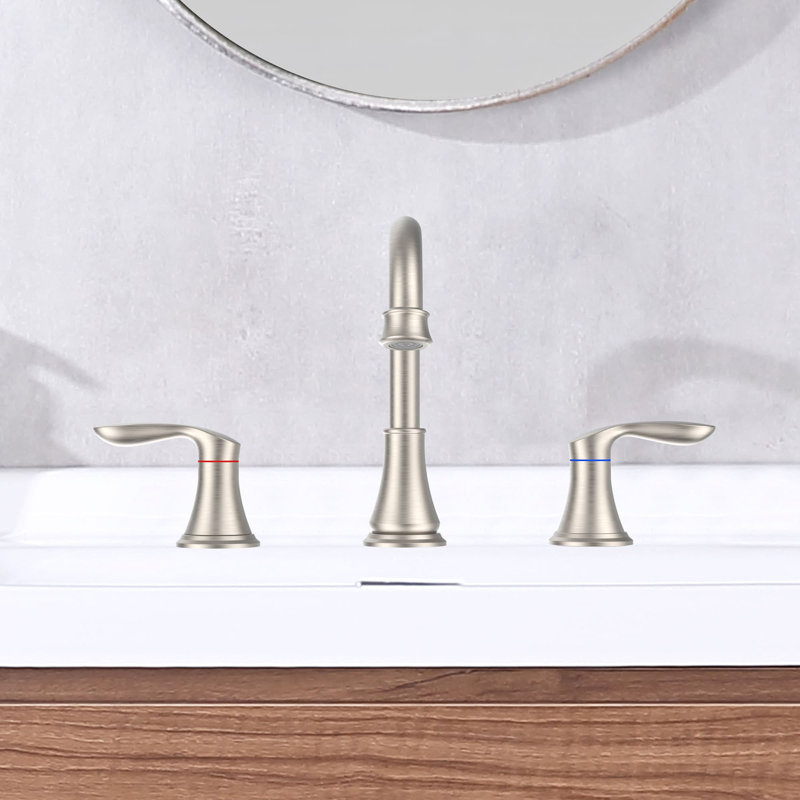 Widespread 2-handle Bathroom Faucet with Drain Assembly, Brushed Nickel