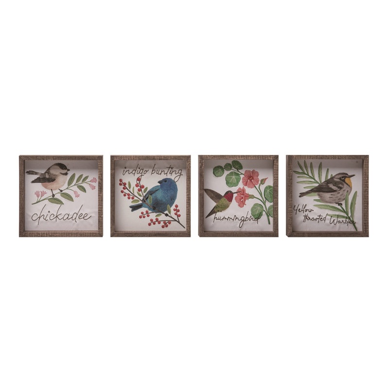  Ensemble de 4 décorations printanières en bois aggloméré