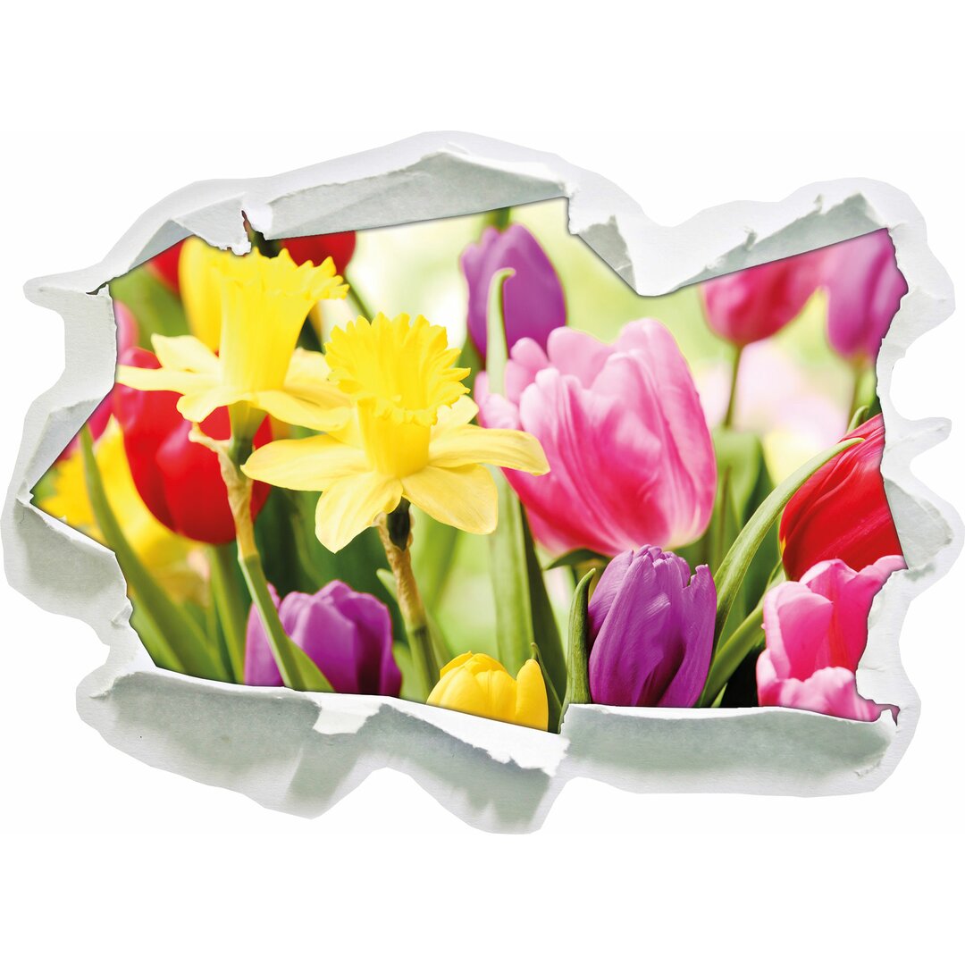 Bunte Narzissen und Tulpen Wandsticker