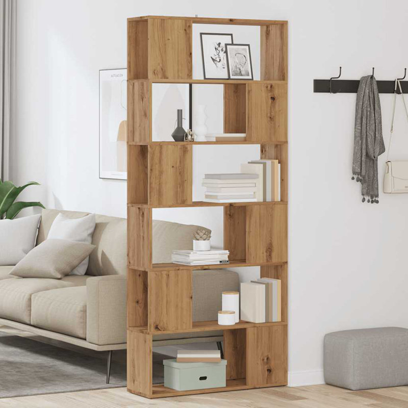 Borough Wharf Book Cabinet/Room Divider, (6 Shelves) 186cm H x 80cm W x 24cm D, Artisan Oak