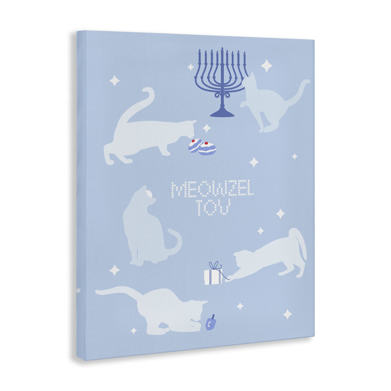 Toile Meowzel Tov Seasonal Cats, conception par Lil 'Rue, H 20 po x l 16 po
