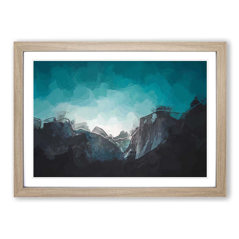 Yosemite Valley at Dusk in Abstract - Picture Frame Graphic Art Print, 40cm H x 60cm W x 2cm D, Oak
