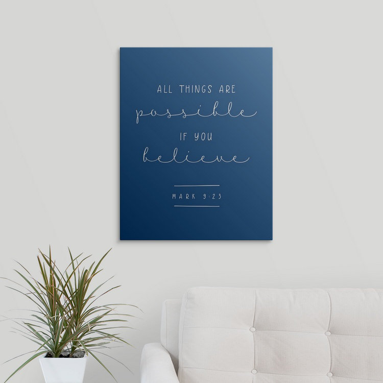 « mark 9:23-scripture art », art textuel, H 14 po x l 11 po x P 1,25 po, Toile
