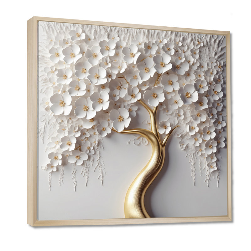 Orchidée blanche - Jardin des branches - reproduction d'art sur toile florale (sans texture), H 36 po x l 36 po, Érable