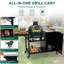Support de barbecue extérieur pour Big Green Egg et Kamado Joe Jr, plateau de table en acier inoxydable avec tablette de préparation simple face, rangement robuste, capacité de charge de 400 lb, livré avec housse anti-poussière, assemblage facile et portable