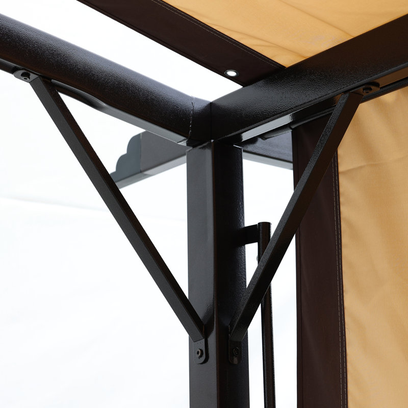 Pergola d'extérieur avec parasol rétractable - 12 X 9 pi, structure en acier, beige pour cour arrière