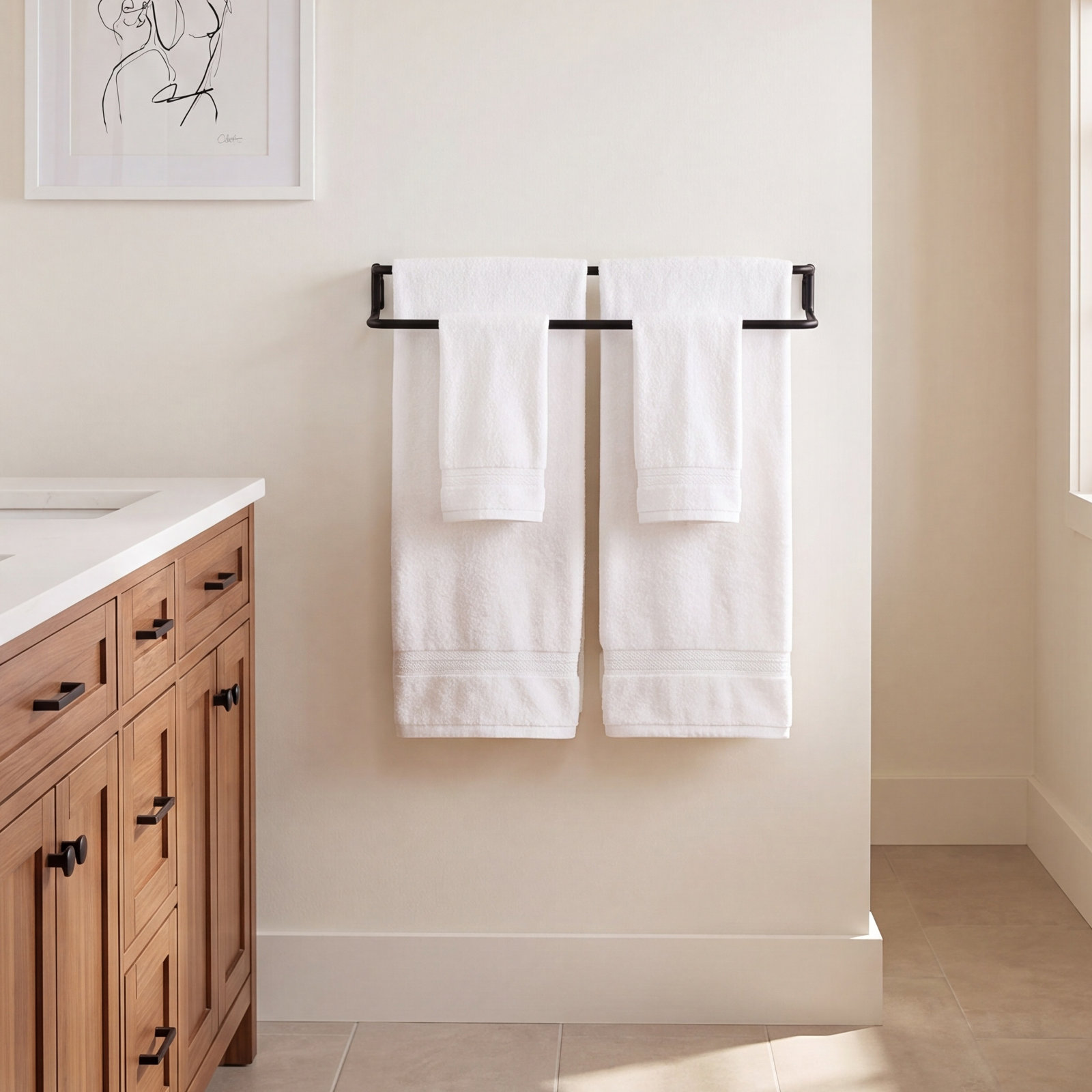 Modo Twin 24" Wall Mounted Towel Bar, Black