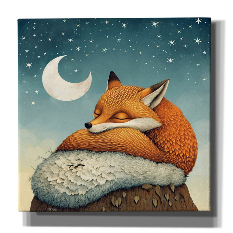 "Epic Graffiti" Goodnight Fox "par Momart, art mural sur toile, H 12 po x l 12 po x P 0,75 po