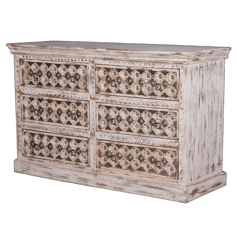 Leia Solid Wood 150cm W 6 - Drawer Chest of Drawers
