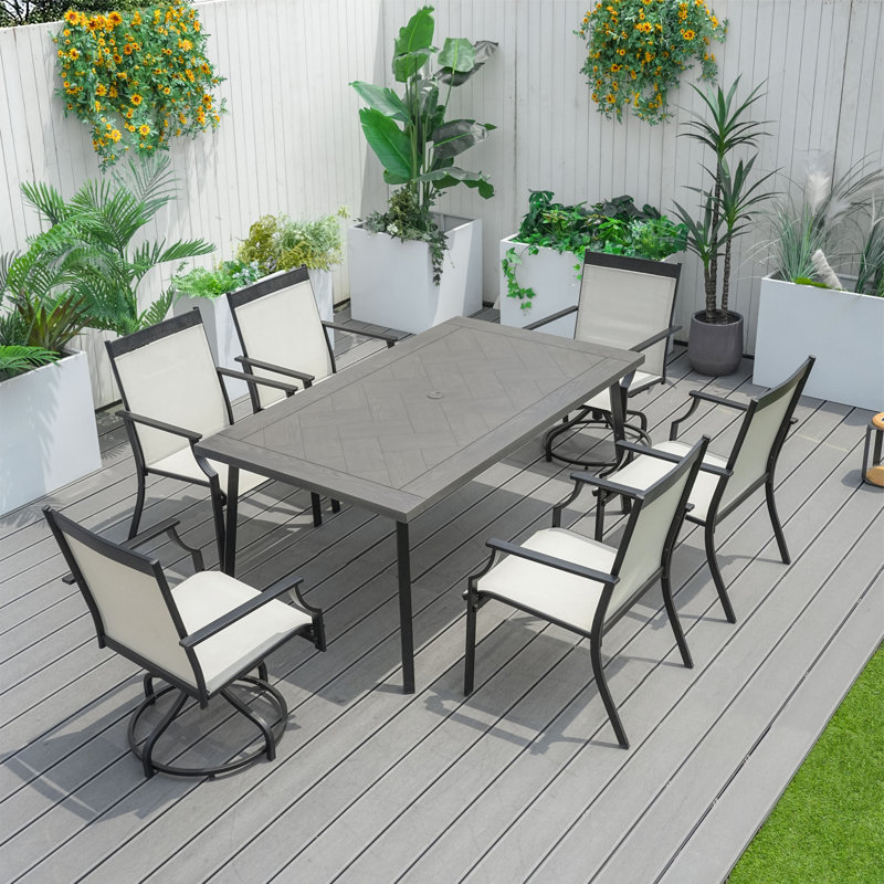 Ensemble repas rectangulaire pour 6 personnes avec fauteuil Flex Comfort Cloutan