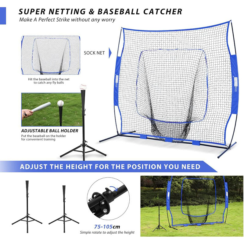 Baseball Softball Practise Goal Net with Carrying Case, Blue