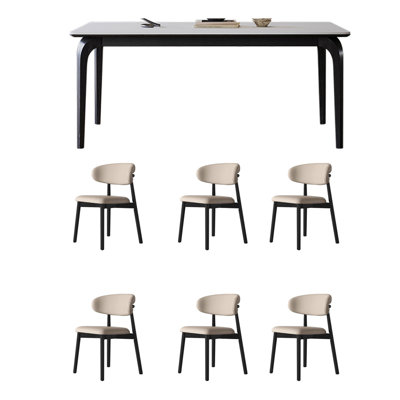 Luxury White Ash and Stone Dining Set