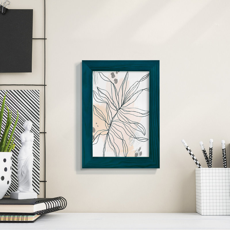 Palm, croquis I encadré sur papier, H 9 po x l 7 po x P 1 po, Bleu
