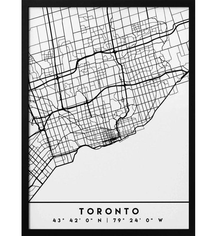 Black Maps 89-Wall Art Gallery Wrapped (Ready to Hang), 40" H x 51" W, Floater Framed Print without Mat, Black