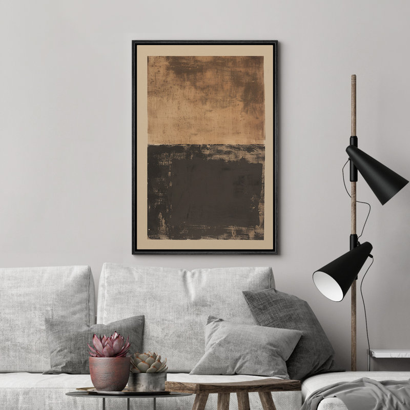 Illustration de formes abstraites brunes, décor rustique M134, Noir, H 24 po x l 16 po