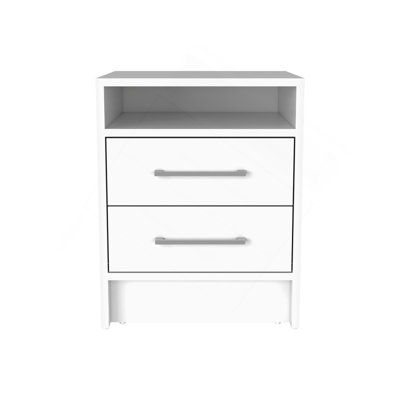 Table de chevet, table de bout, plateau supérieur Eter, deux tiroirs - blanc Eter
