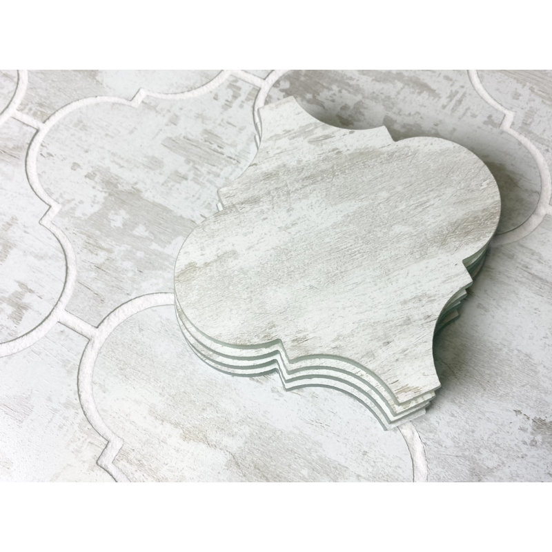 Nature 5.625 in. x 5.625 in. Glass Big Lantern Arabesque Mosaic Decorative Kitchen & Bathroom Wall Tile, Gray/White