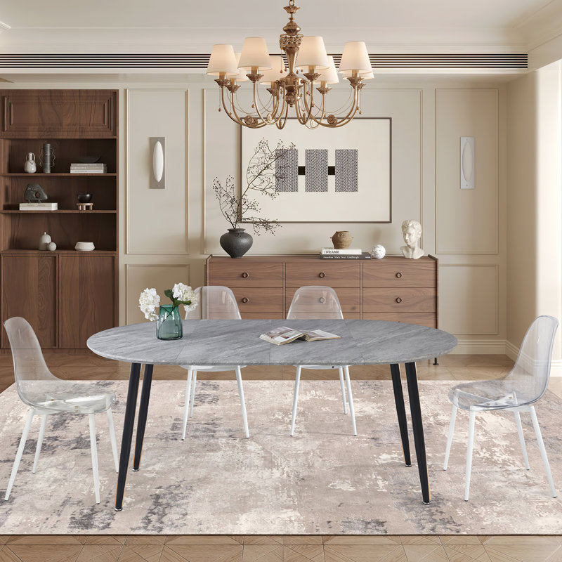 Table de salle à manger extensible 4-6 places, Noir, Gris, H 29,5 po x L 70,8 po x l 39,4 po