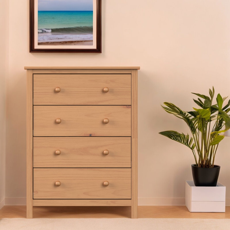 Creath Chest 4 Drawer 30" Solid Wood - Bedroom, closet or living room by, Honey
