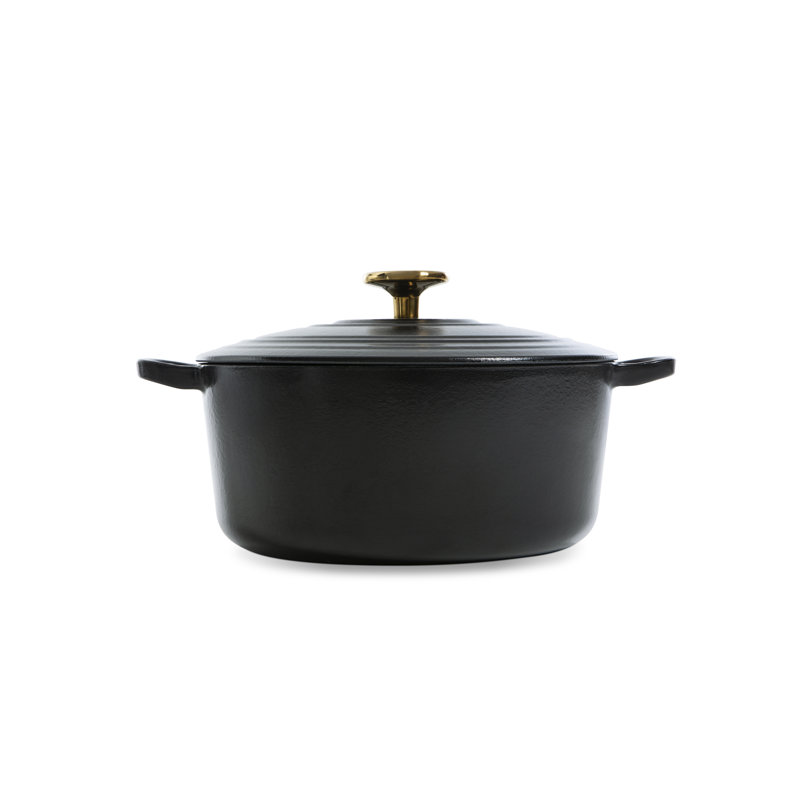 Bourgogne Cast Iron Round Casserole, 6.7 L, Pitch Black