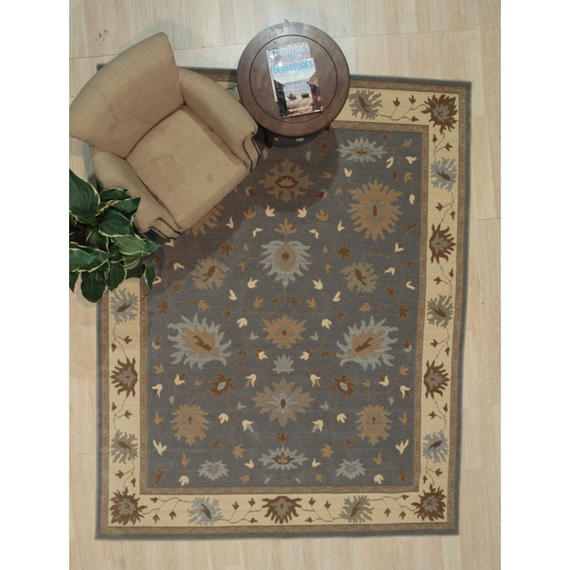Naydine Gray Hand Knotted Wool Dk.Gray Ivory Traditional Oriental 8' x 10' Area Rug