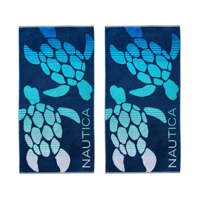 Bath Peniston Nautica Turtle Beach Blue 2 Piece Beach Towel Set