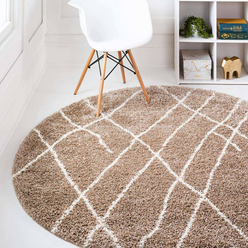 Striped Indoor Rug, Round 5'3"