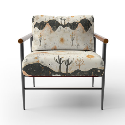 Abstract Upholstered Chair - boho desert minimal Orange Arm Chair