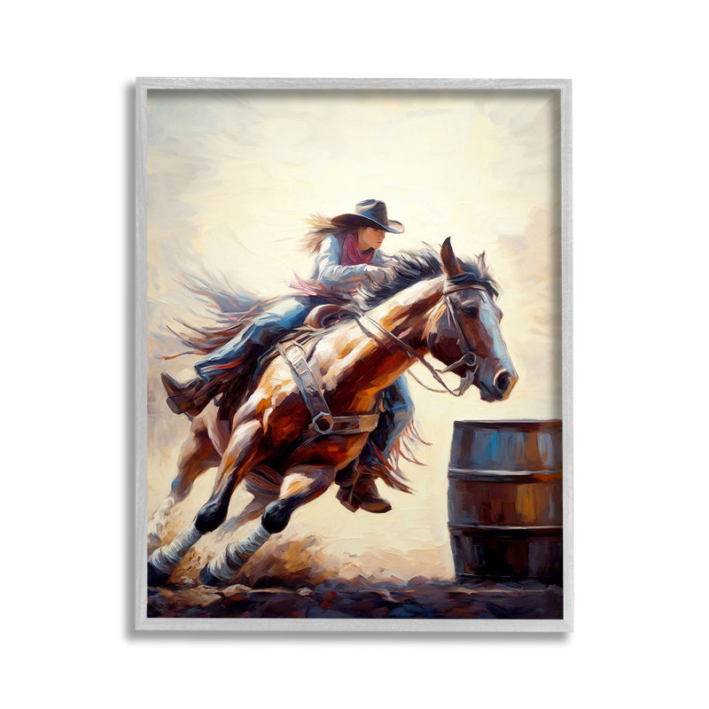 Galop, jockey, fille, giclée, art par Ramona, H 14 po x l 11 po, Estampe numérique Farmhouse