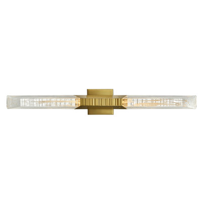 Petra Integrated LED 36in Brass Vanity Light with Handcrafted Glass