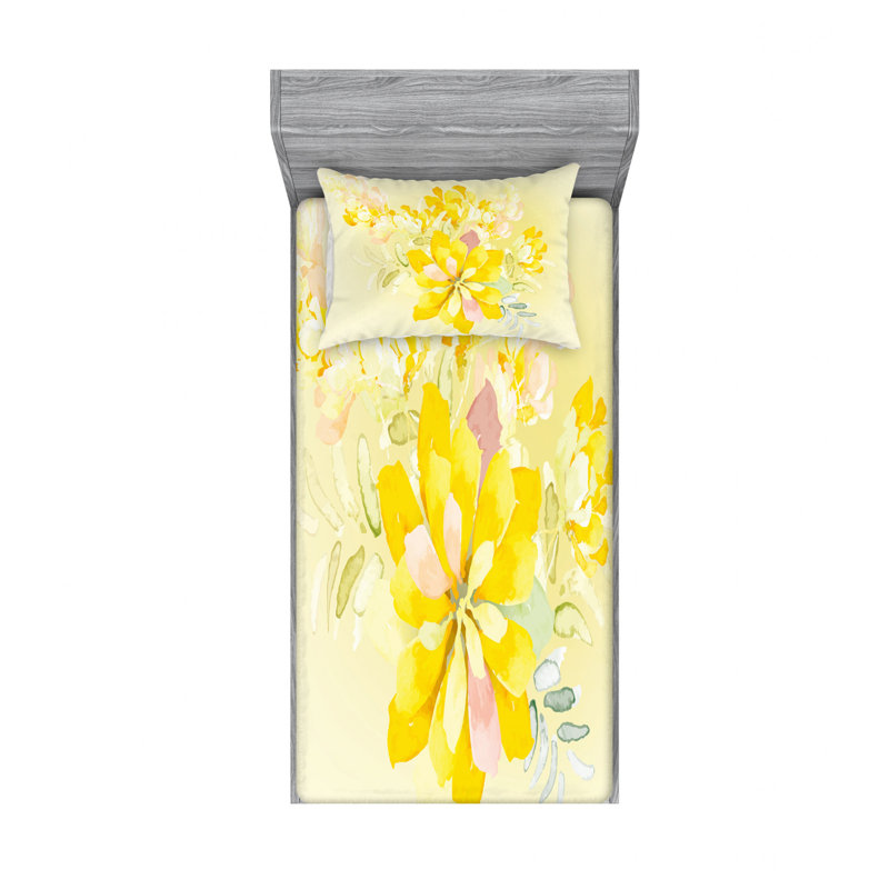 Microfiber Floral Sheet Set, Twin Sheet Set with Fitted Sheet