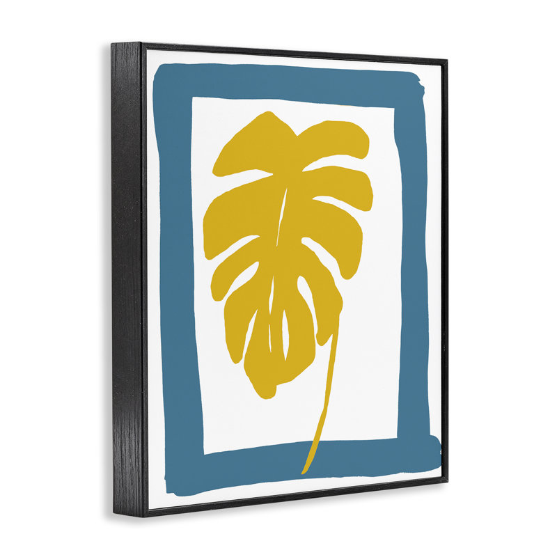 New Oasis Monstera Leaf Framed Giclee, design by Bronwyn Baker, 14" H x 11" W, Midnight Black Framed Giclee