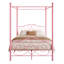 Metal Canopy Bed Frame With Vintage Style Headboard & Footboard, Easy Assembly All Parts Included, Queen Pink