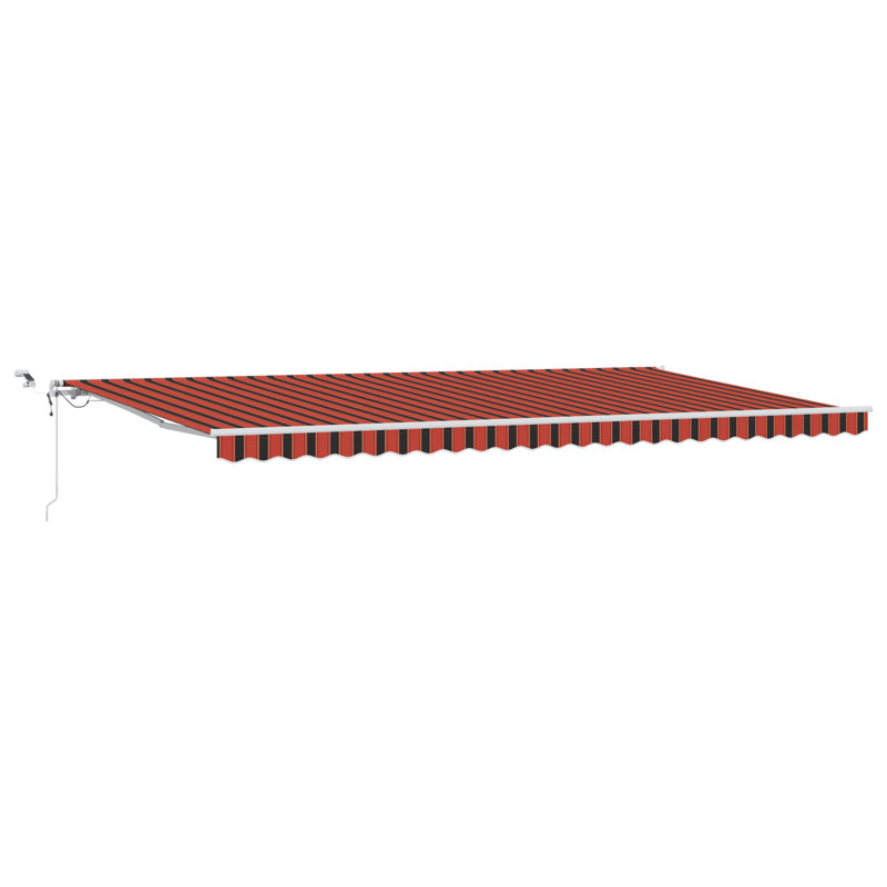Retractable Awning, Orange/Brown Striped, 600 cm W x 350 cm D