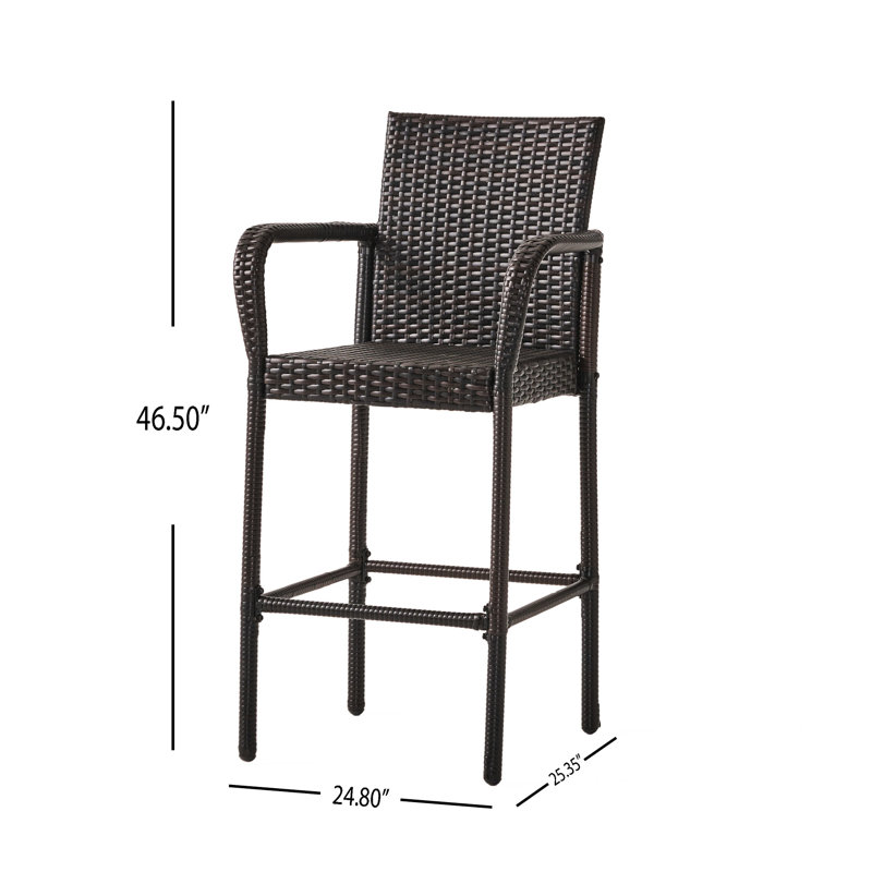 Style élégant 2 - et métal, hauteur 45,56 po, brun 2 pièces Tabourets d'extérieur à structure en métal longue durée, brun clair, 45,56 po