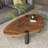 Modern Organic Free-Edge Coffee Table, 51.18" Walnut Chevron Wood Top with Gold & Black Metal Tube Base Minimalist Industrial Coffee Table for Living Room