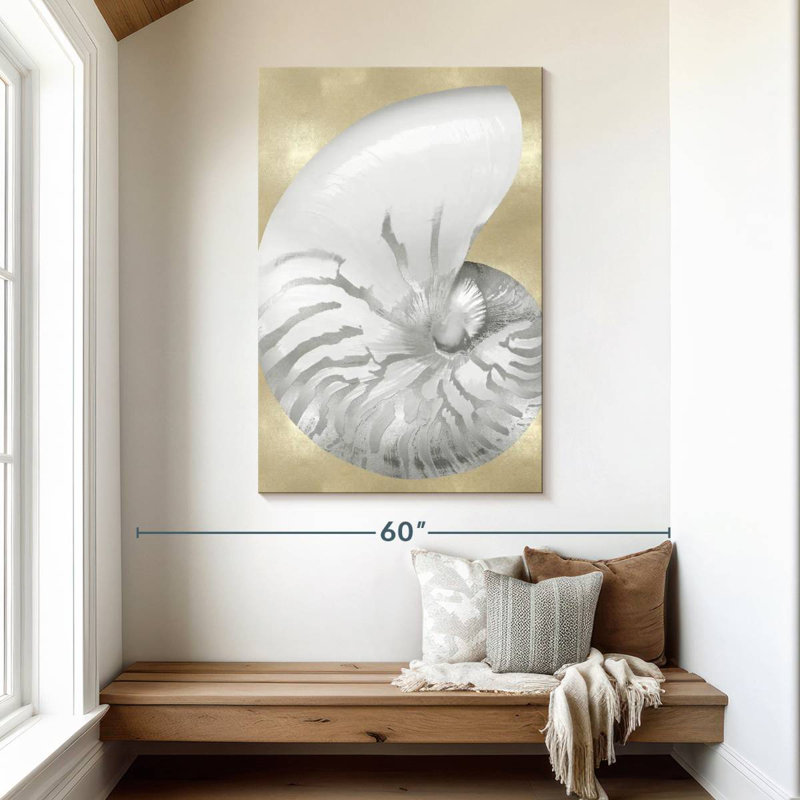 Aletra Silver Pearl Shell On Gold I, 48" H x 32" W