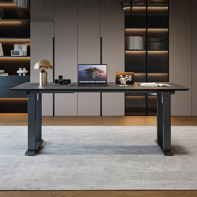 Bureau rectangulaire moderne noir, H 28,35 po x l 55,12 po x P 27,56 po