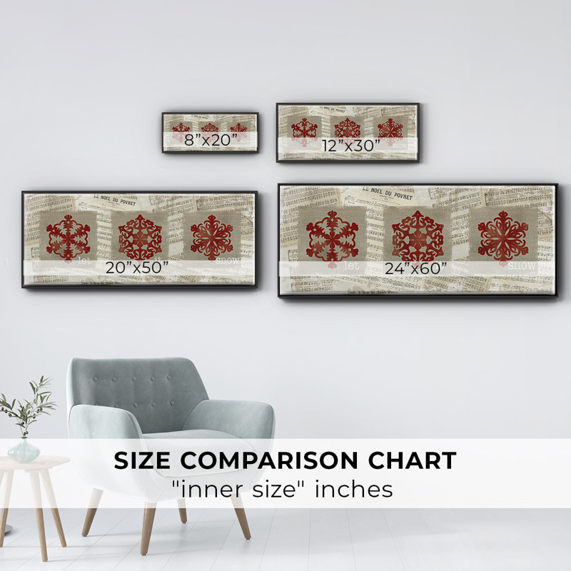 Toile de jute avec flocons de neige et toile encadrée, H 24 po x l 60 po