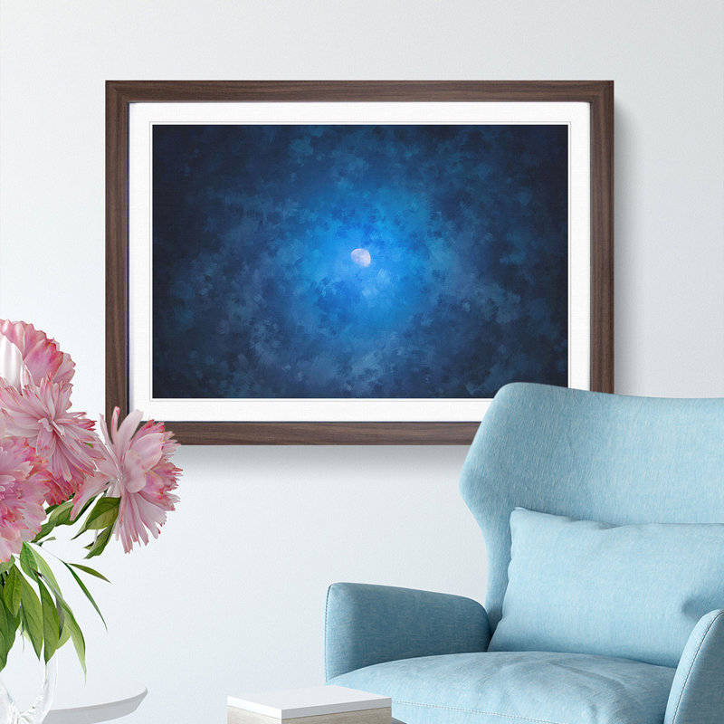 Half Moon - Picture Frame Painting Print, 24cm H x 33cm W x 2cm D, Walnut Framed