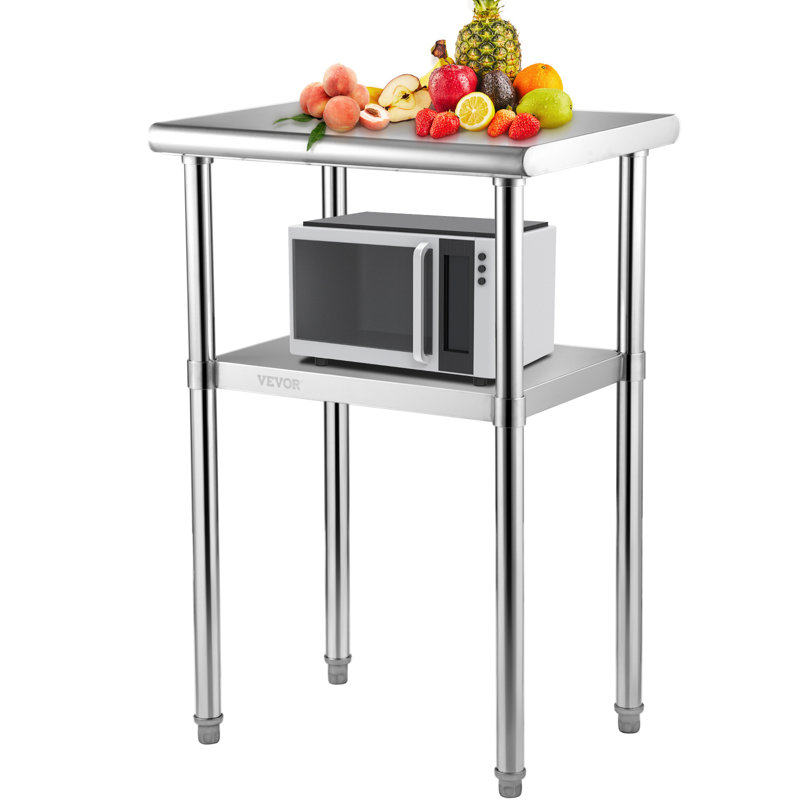 VEVOR 36" Stainless Steel Prep Table with Adjustable Undershelf
