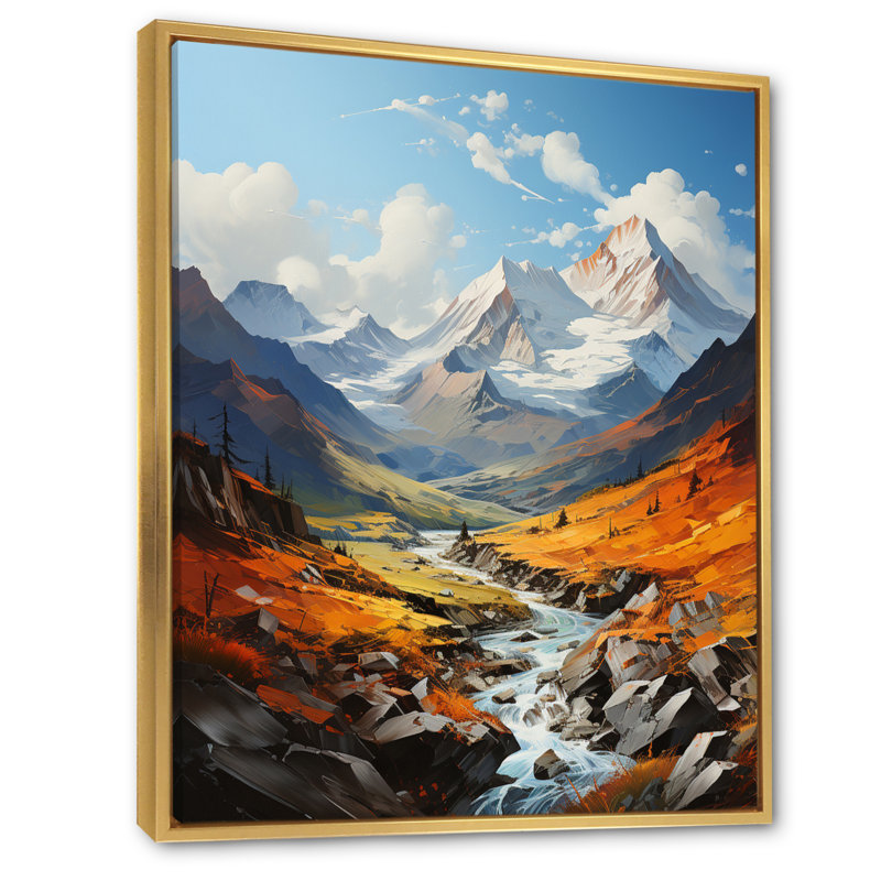 Baeden Orange Bluw Mountains, H 44 po x l 34 po x P 1,5 po, Cadre flottant doré