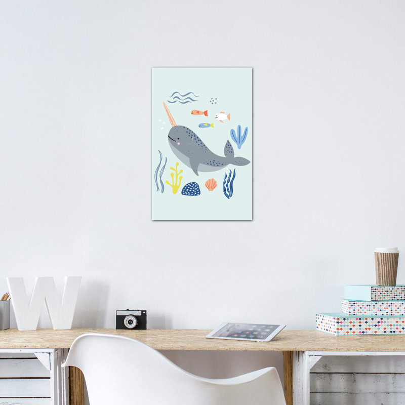 «Under the Sea II» par Caroline Alfreds - impression d'art graphique, Pas de tapis, H 26 po x l 18 po x 1,5 po, Toile tendue