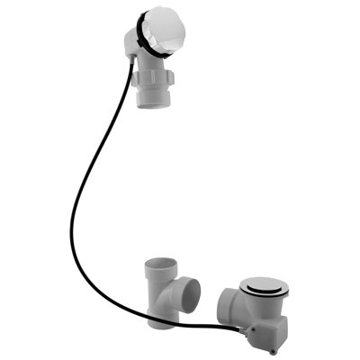 45" Cable Drive Pop-Up Bathtub Drain Trim with PVC Fittings and Ball Joint Elbow Rotary Overflow