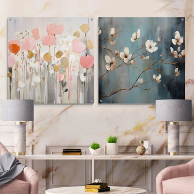 Popincourt - Abstract Botanicals Acrylic Wall Art Glass Set Of 2