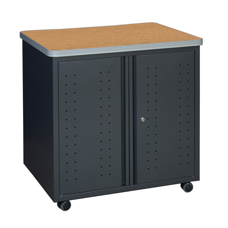 Table utilitaire / fax / à copie mobile en acier Regency Mesa 30 po x 23,25 po, Chêne / gris