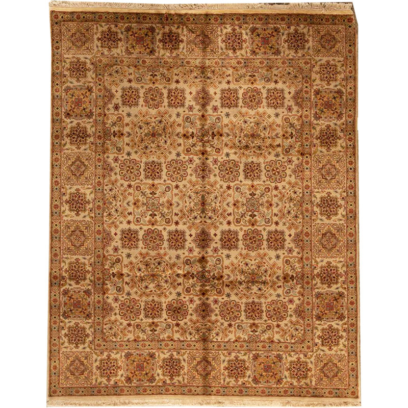 Tapis crème et crème noué à la main de haute qualité