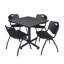 Table de salle de repos carrée Nicklo, chaises empilables 4 M-40142456-32668303-32668304