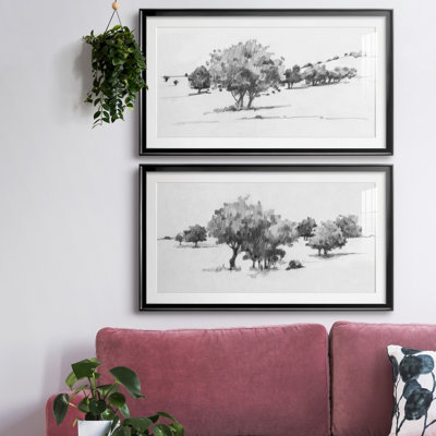 Treeline Sketch I - reproduction encadrée de qualité supérieure - prête à être accrochée